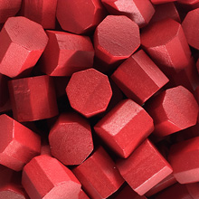 Red Wooden Octagons (10mm) - SEE NOTE ABOUT IRREGULAR SHAPE
