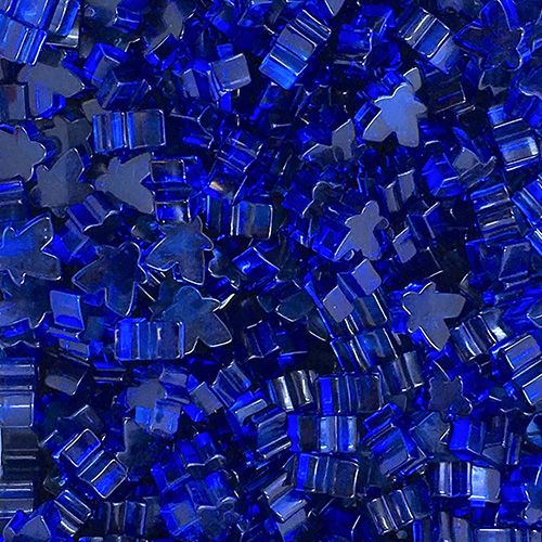 10-piece Set of Transparent "Blue" Acrylic Mini Meeples (12mm) - Oct. 2017 Print Run