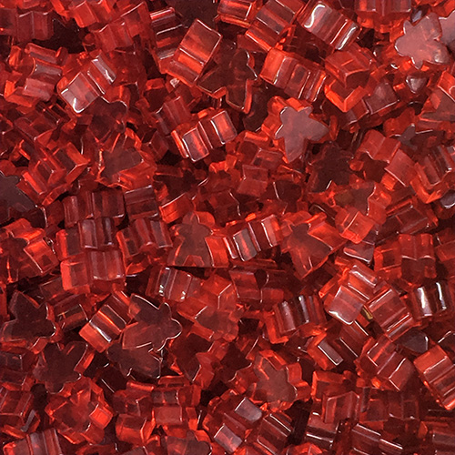10-piece Set of Transparent "Red" Acrylic Mini Meeples (12mm) - Oct. 2017 Print Run