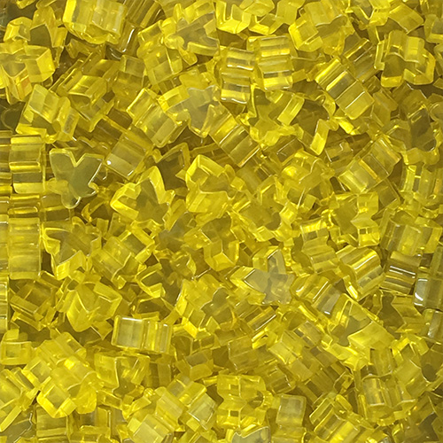 10-piece Set of Transparent "Yellow" Acrylic Mini Meeples (12mm) - Oct. 2017 Print Run