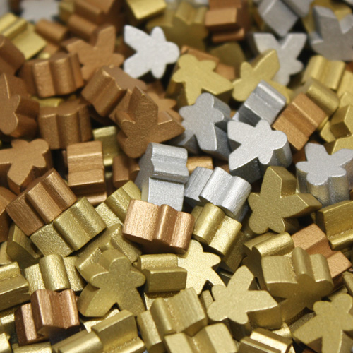 Multi Pack of Metallic Color Mini Meeples (12mm) - Gold, Silver, and Copper