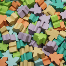 60-pc Set of Soft/Pastel Color Wooden Mini Meeples (12mm) - Turquoise, Tan, Sky Blue, Salmon, Lime Green, and Lavender (10 meeples of each color)
