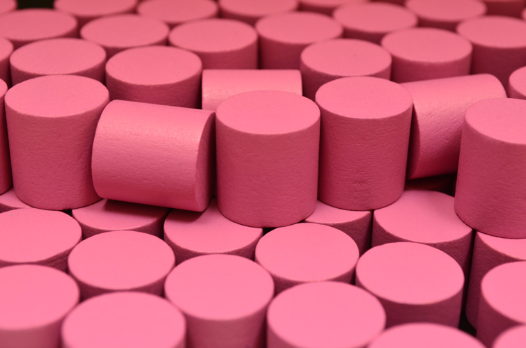 Pink Wooden Cylinders (15x15mm)