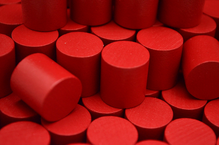 Red Wooden Cylinders