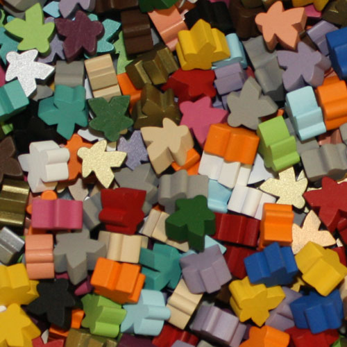 210-pc Set of All 21 Solid Color Wooden Meeples (16mm) - (10 meeples of each color)