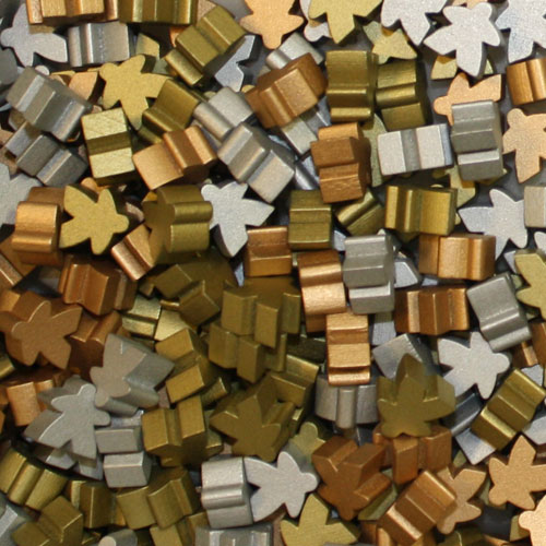 Multi Pack of Metallic Color Meeples (16mm) - Gold, Silver, and Copper