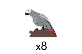 PRE-ORDER: African Grey Parrot Meeples (8-pc set)