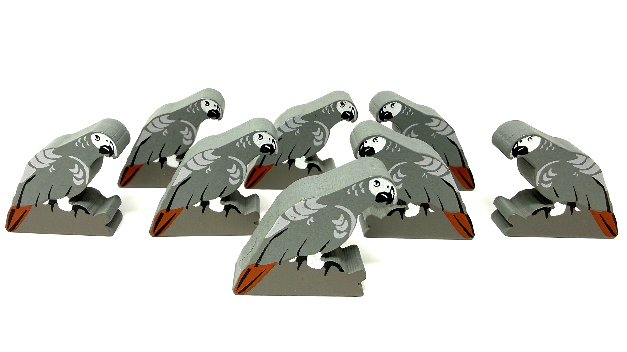 African Grey Parrot Meeples (8-pc set)