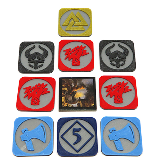 3D Printed Multicolor Pillage Tokens for Blood Rage (9 pieces)