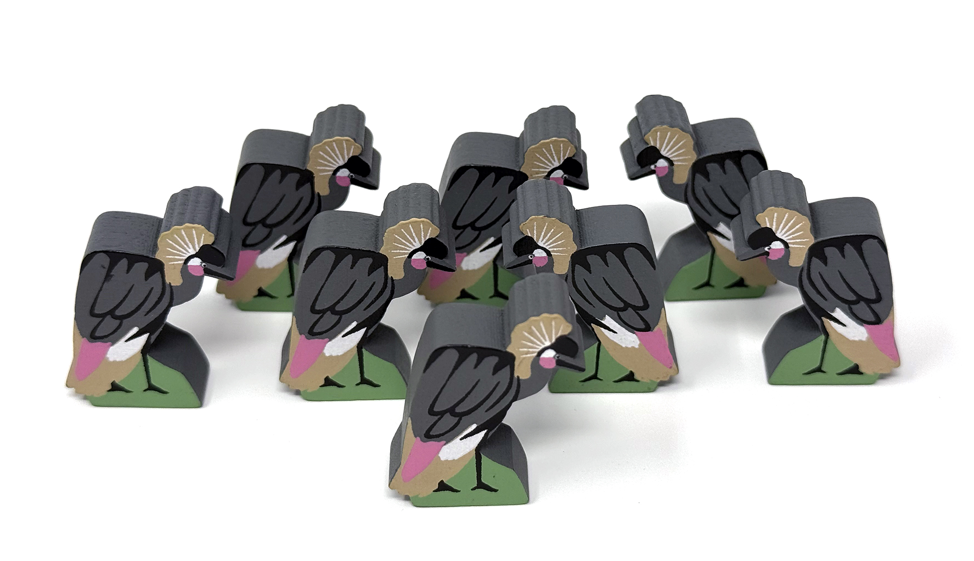 Black Crowned Crane Meeples (8-pc set)