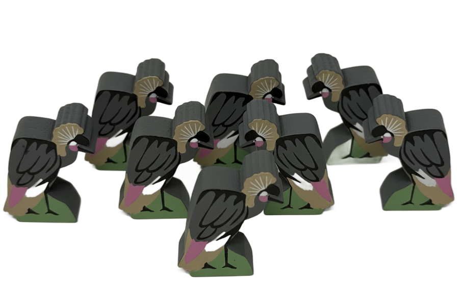 Black Crowned Crane Meeples (8-pc set)