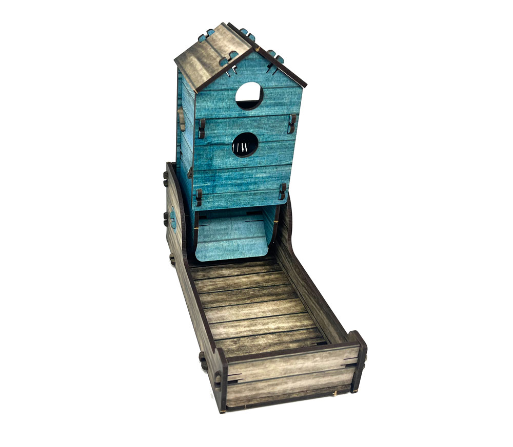 Wooden Wingspan Dice Tower Kit (Blue Birdhouse)