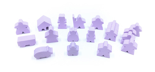 19-Piece Set of Lavender Meeples (Compatible with Carcassonne & Expansions)
