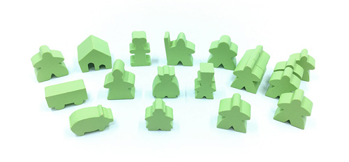 19-Piece Set of Lime Green Meeples (Compatible with Carcassonne & Expansions)