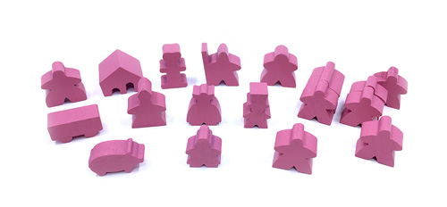 19-Piece Set of Pink Meeples (Compatible with Carcassonne & Expansions) - see note about paint coverage