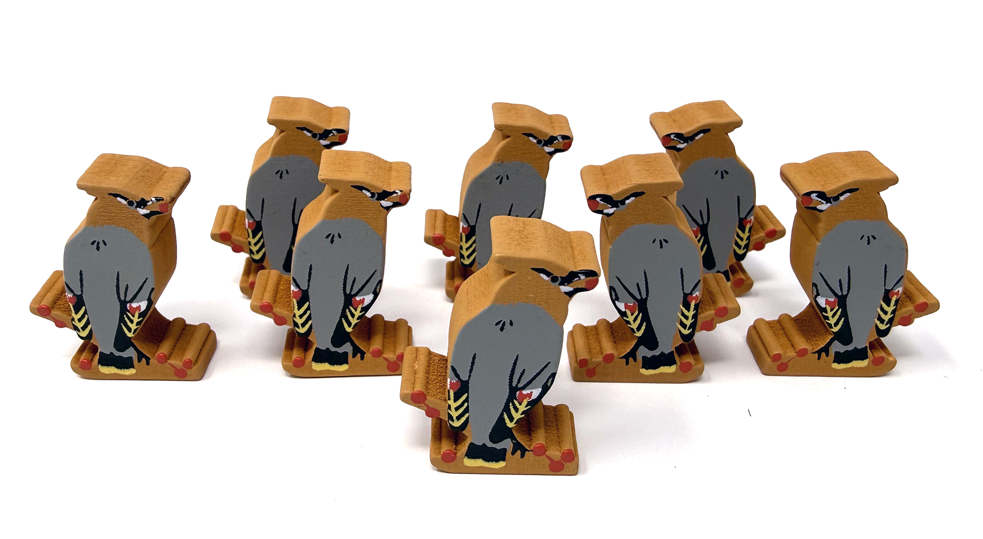Cedar Waxwing Meeples (8-pc set)