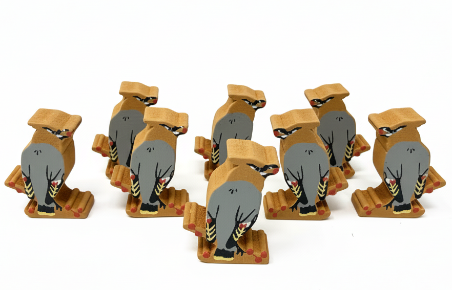 Cedar Waxwing Meeples (8-pc set)