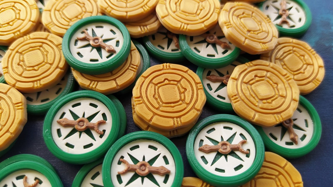 3D Printed Coins and Compasses for Lost Ruins of Arnak (54 pcs)