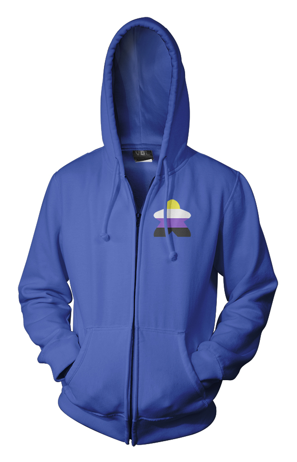 Full-Color Meeple Zippered Hoodie (Flag Series) – Non-Binary