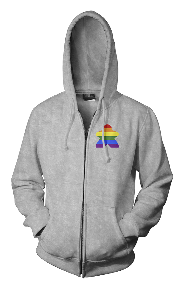 Full-Color Meeple Zippered Hoodie (Flag Series) - Pride