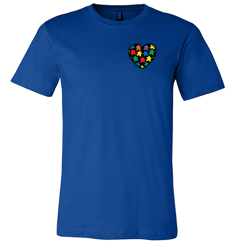 Full-Color "Meeple Love" T-Shirt (Small Logo)