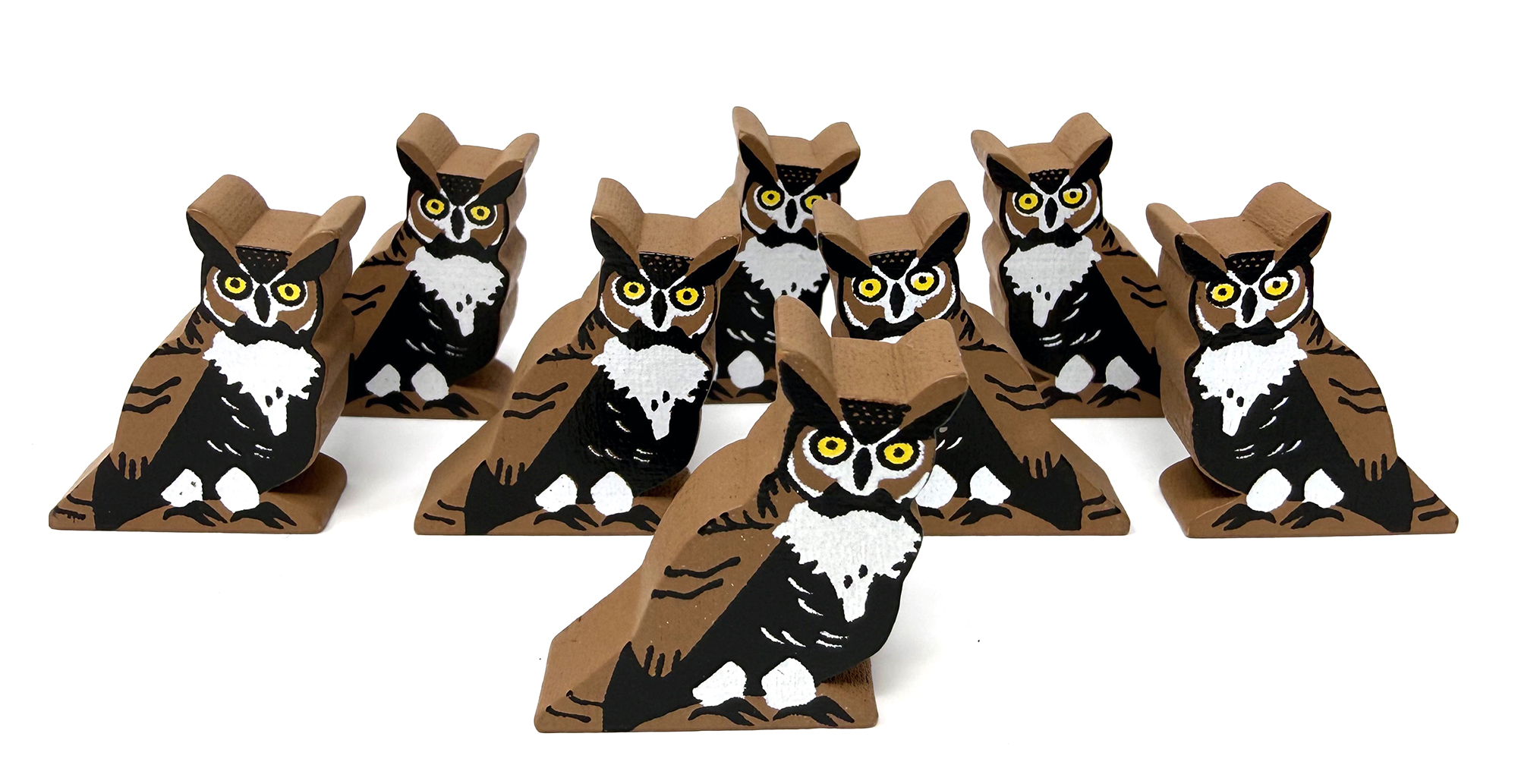 Great Horned Owl Meeples (8-pc set)