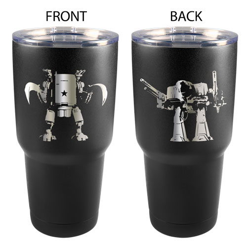 30 oz. Insulated Tumbler featuring the art of two Scythe Mechs (one etched on each side) - (LAST ONE!)