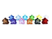 Sampler Pack of (Translucent) Acrylic Mini Meeples (12mm) - 1-of-each of 12 colors!