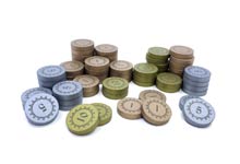 Numbered Metallic Coins (Made of Wood) - Great for Orleans!