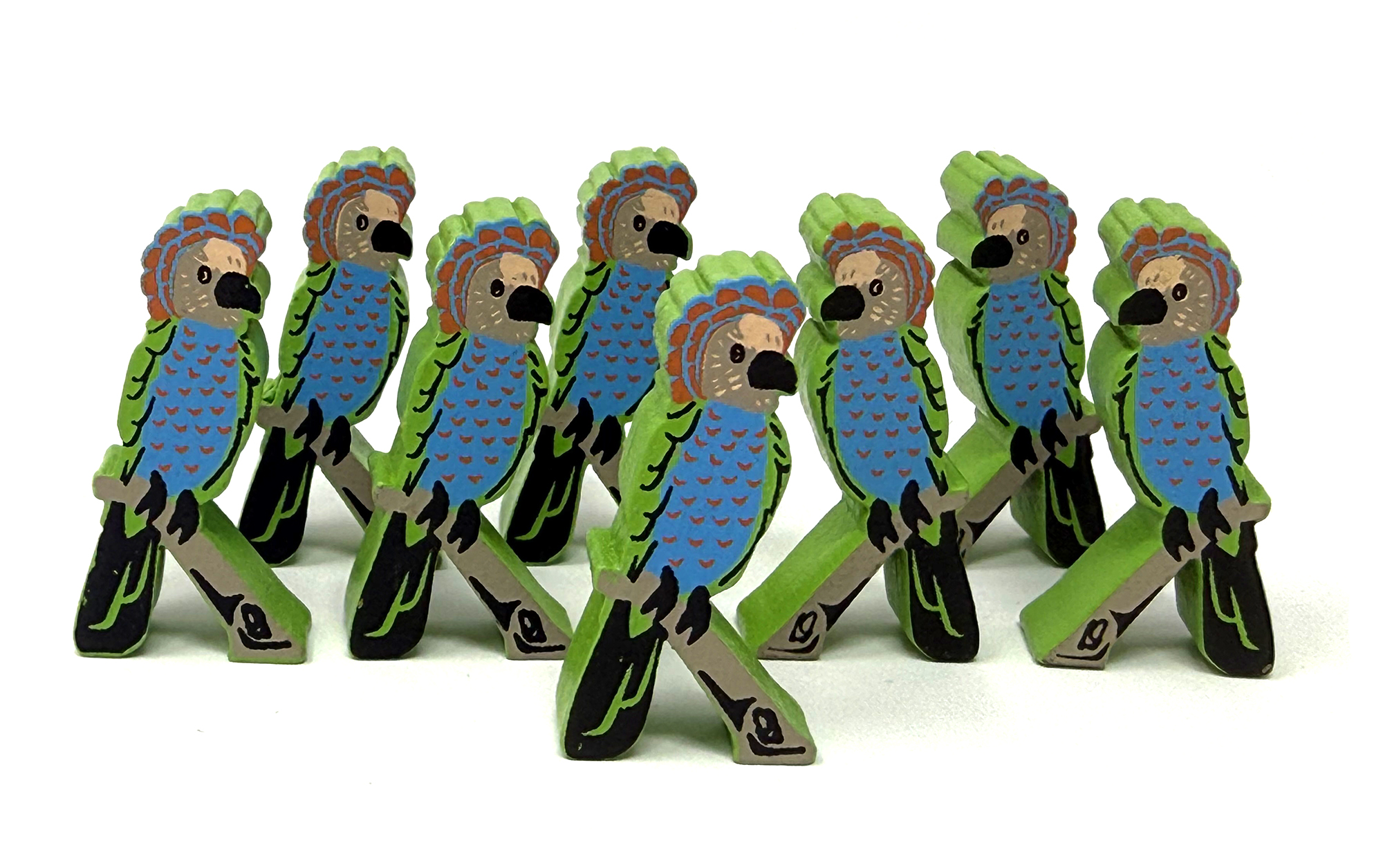 Red-Fan Parrot Meeples (8-pc set)