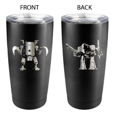 20 oz. Insulated Tumbler featuring the art of two Scythe Mechs (one etched on each side) - (LAST ONES!)