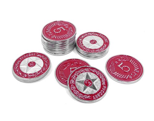 Scythe Promo #17 -15  Metal $5 Red Coins (Stonemaier Games)