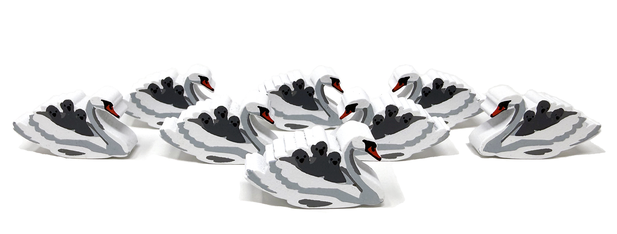 Mute Swan (All With Babies) Meeples (8-pc set)