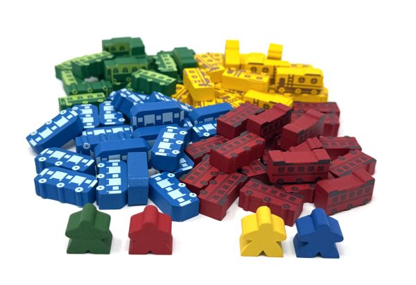 Trains (and/or Trains: Rising Sun) Upgrade Kit (84 Trains + 4 Meeples)
