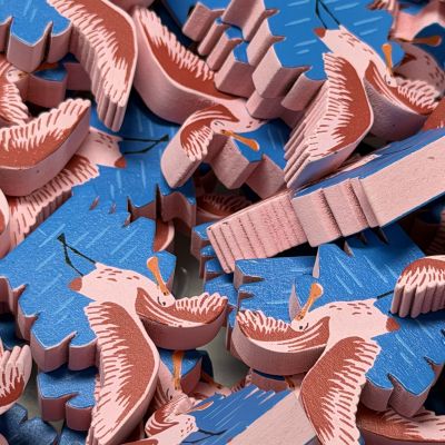Single Bird Meeple - Roseate Spoonbill