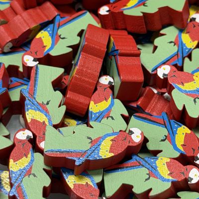 Single Bird Meeple - Scarlet Macaw