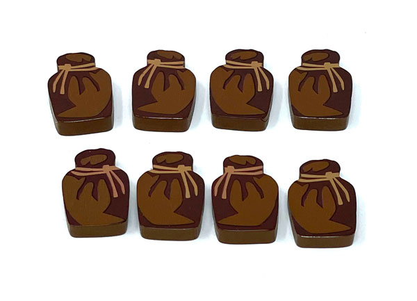 8-piece Add-on Set of Deluxe Wooden Provisions tokens for Wayfarers of the South Tigris