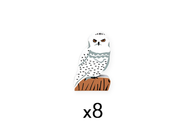 Snowy Owl Meeples (8-pc set)