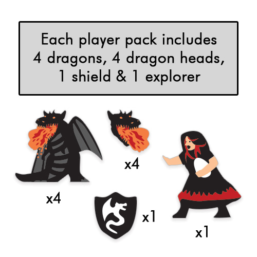 PRE-ORDER: Wyrmspan Dragons, Dragon Heads, Explorer & Shield Upgrade - Black Player (10 pcs)