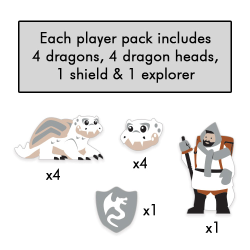PRE-ORDER: Wyrmspan Dragons, Dragon Heads, Explorer & Shield Upgrade - Grey/White Player (10 pcs)