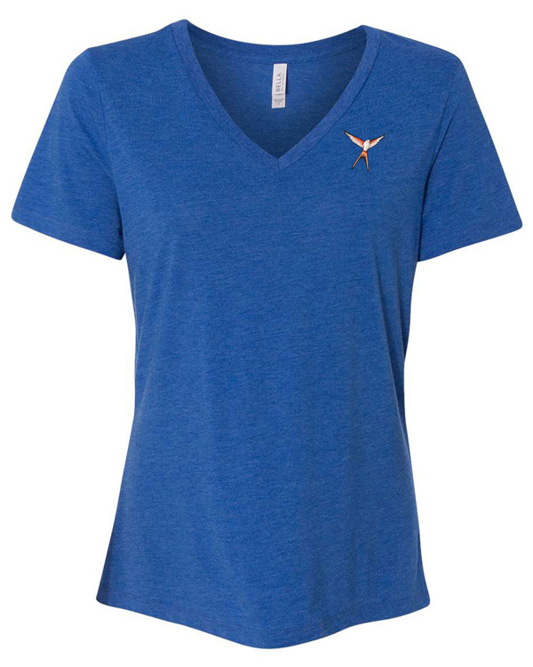 Scissor-Tailed Flycatcher Wingspan Relaxed V-Neck Tee [Royal Blue Ladies Tee with Smaller, More Discreet Logo]